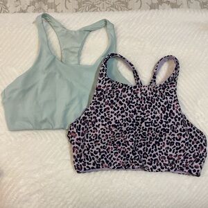 KIDS XL All in Motion Light Blue and Leopard Print Sports Bras